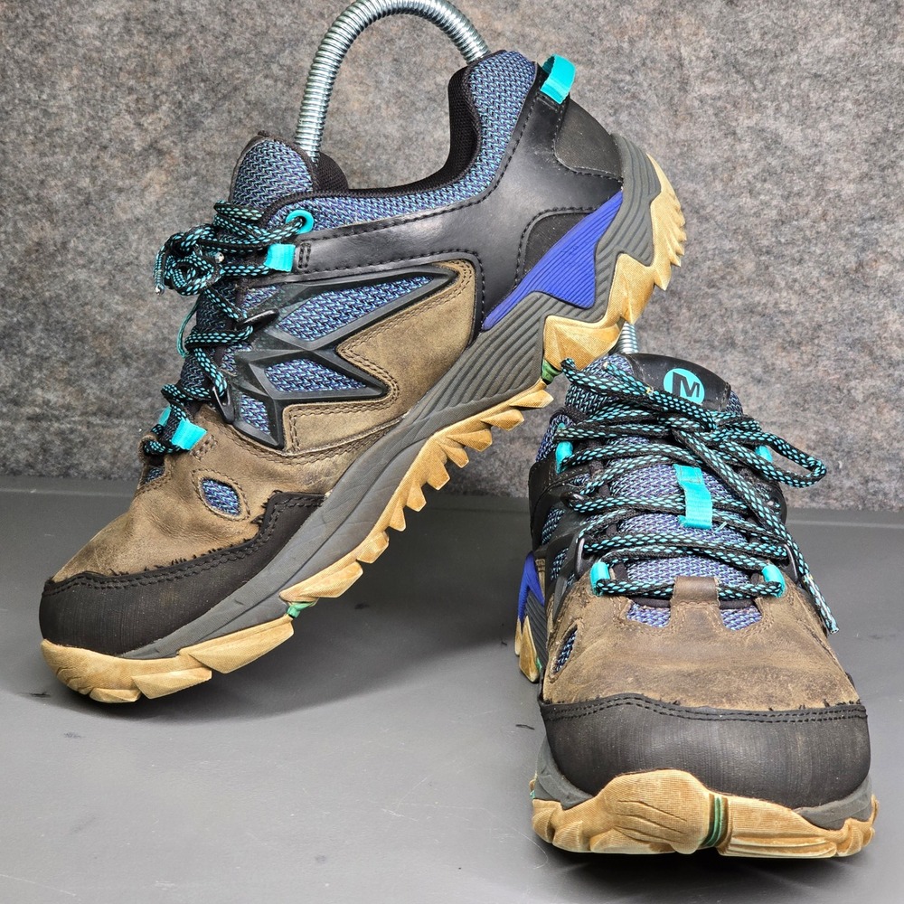 Merrell Trail Hiking Shoes Waterproof Athletic Active‎ Pewter Blue Size 7